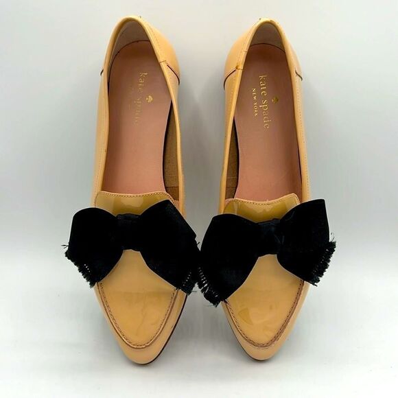 KATE SPADE New York Light Pink Bow Leather Cosetta Pointed Toe Bow Loafers B36 - Picture 2 of 13
